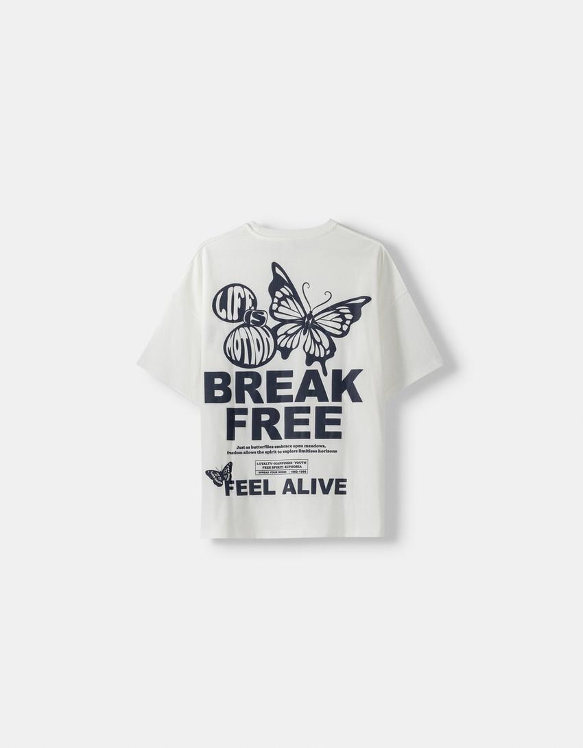 Short sleeve T-shirt with print-Cream-5