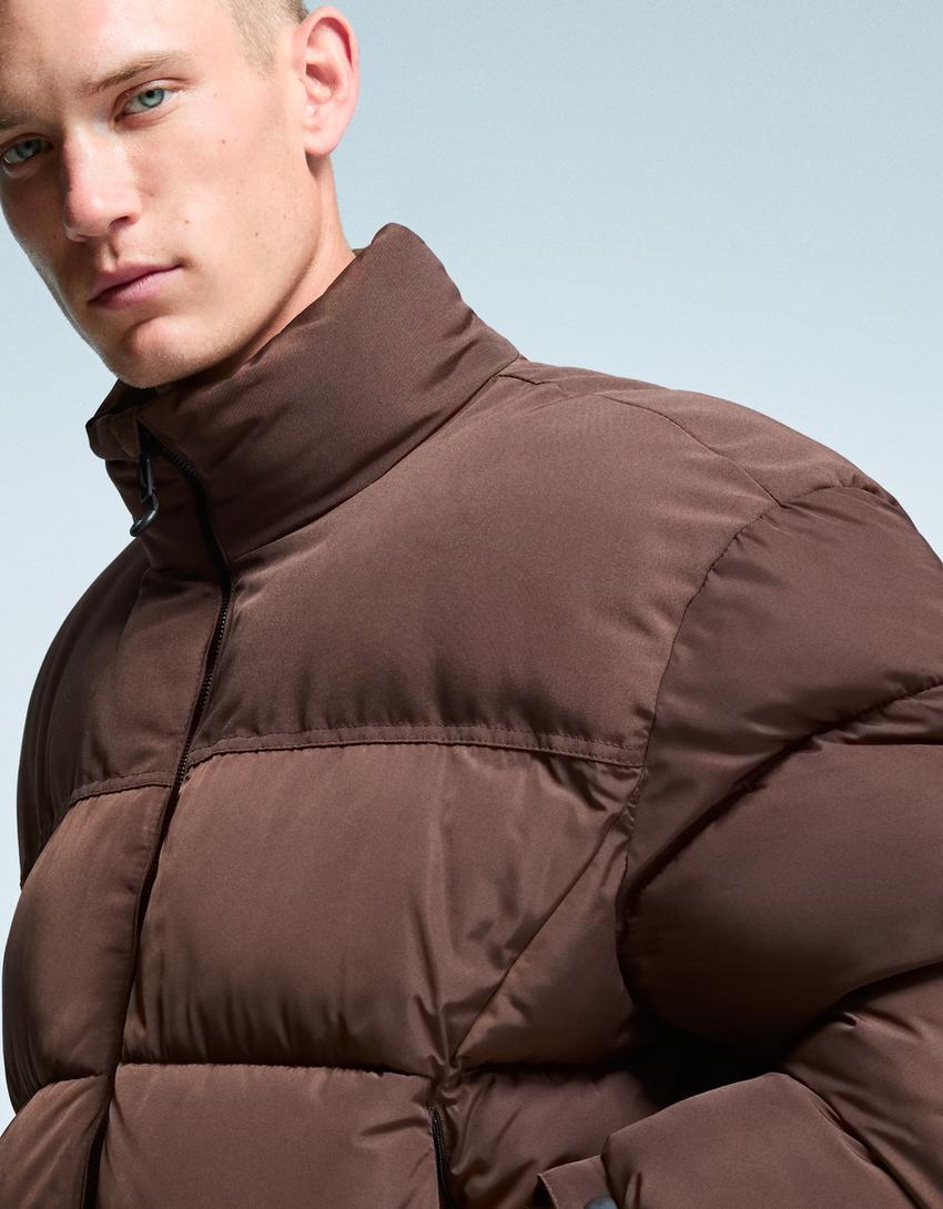 Technical puffer jacket-Brown-3