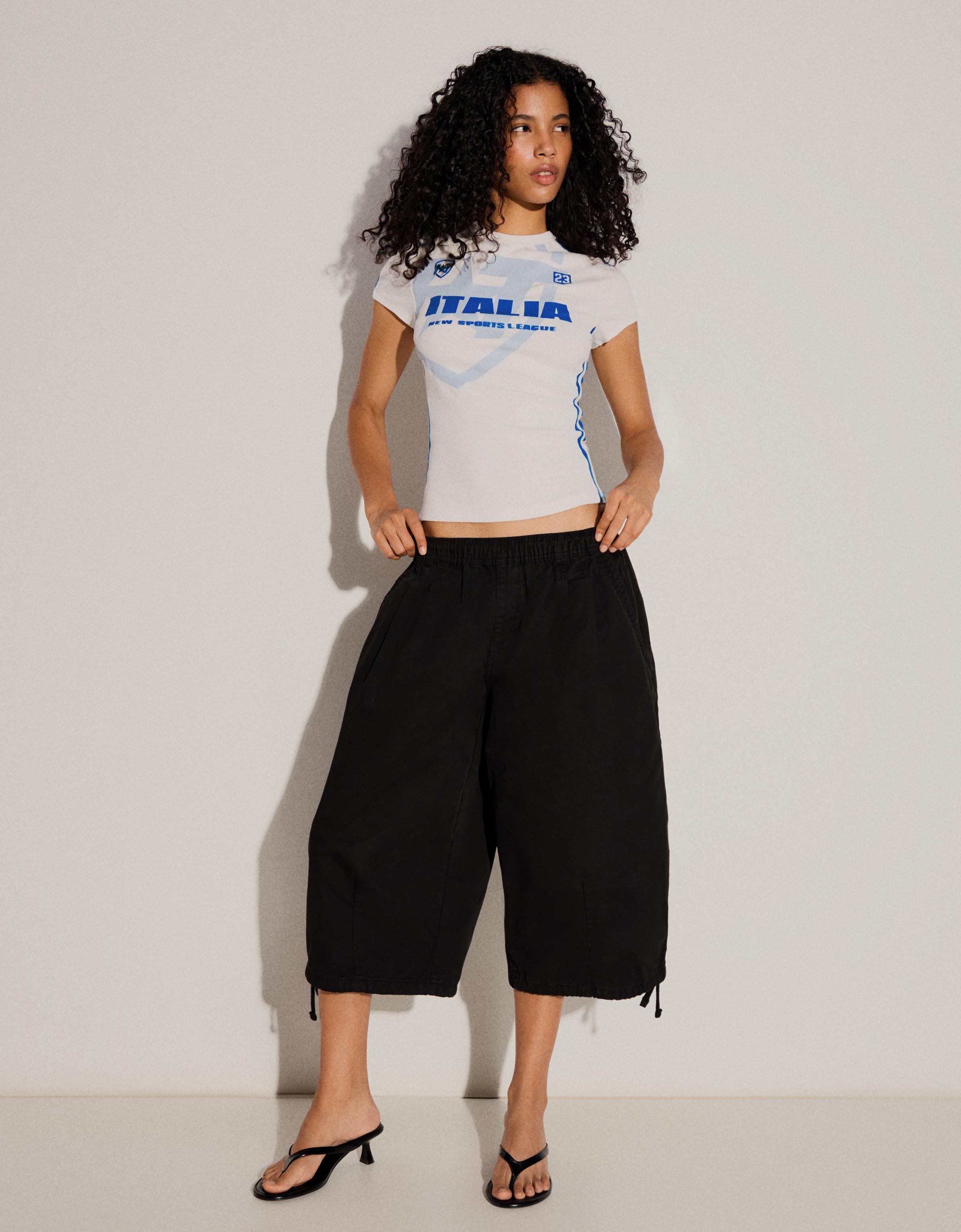 Short sleeve sport print T-shirt — Off white