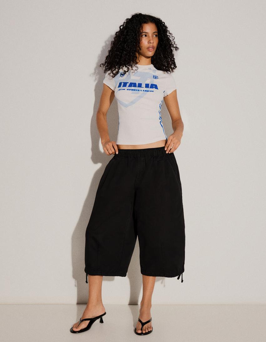 T-shirt manches courtes sport imprimé-Blanc cassé
