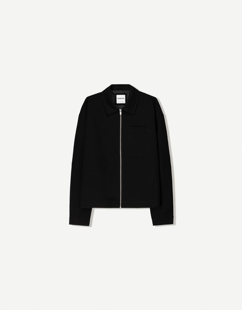 Overshirt met rits-Zwart-4
