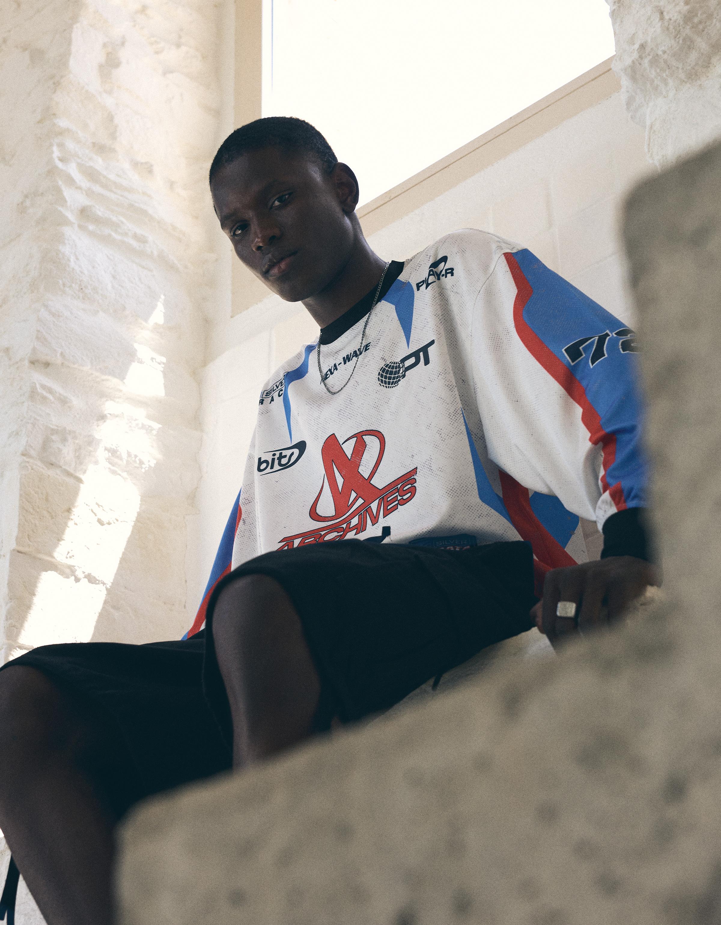 Technical print long-sleeve T-shirt — Off white