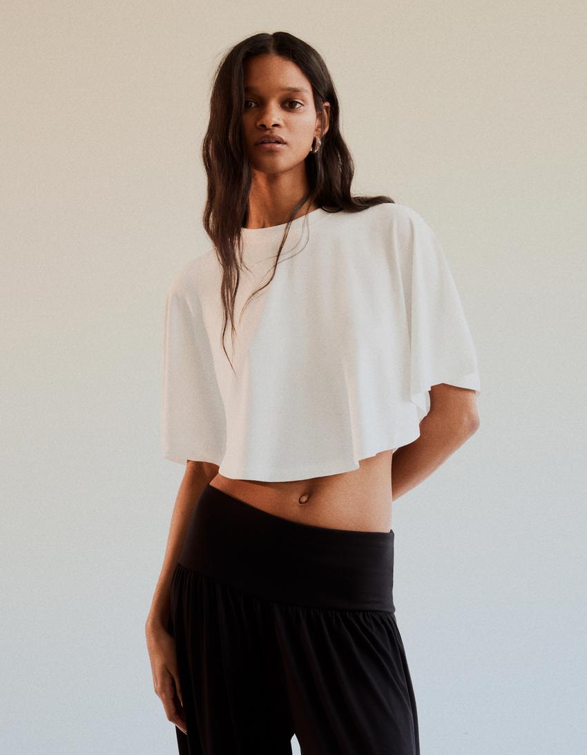 Oversize layered effect T-shirt-White