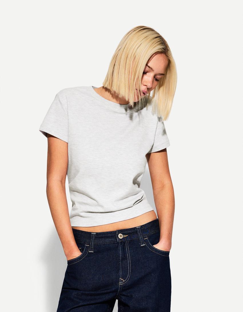 T-shirt à manches courtes heavy cotton-Gris