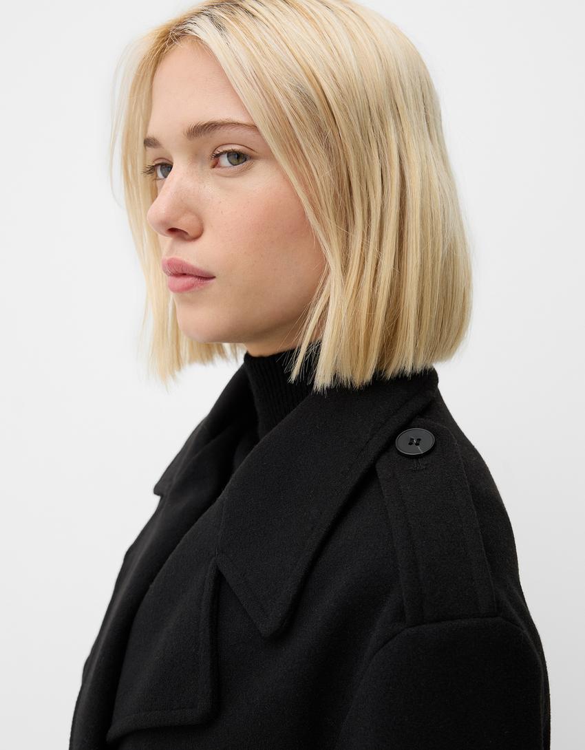 Korte zachte trenchcoat-Zwart
