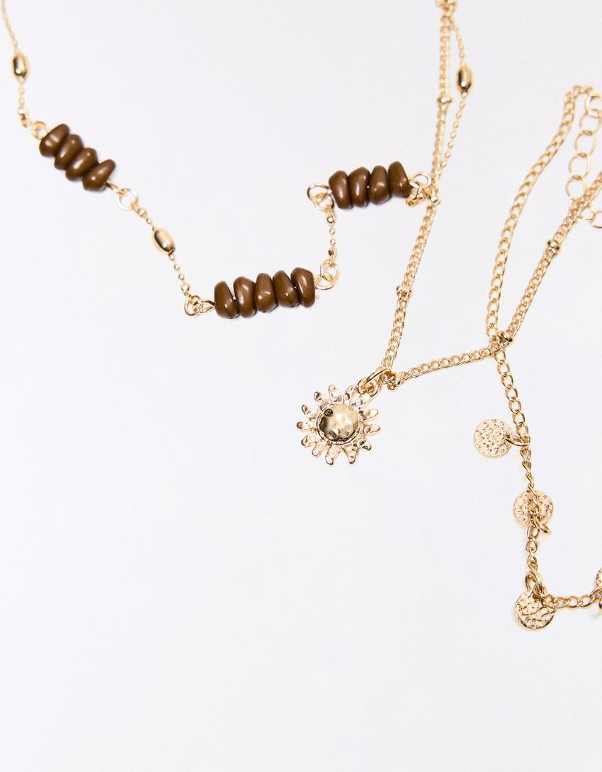 Pack of beaded anklets-Gold