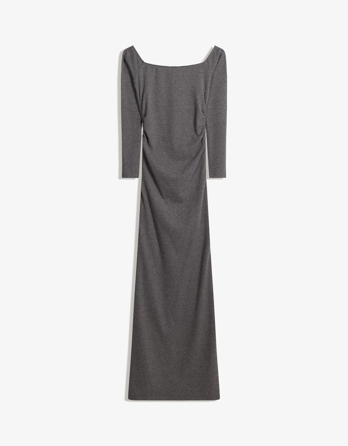 Bershka sukienka bardot z długim rękawem soft szary