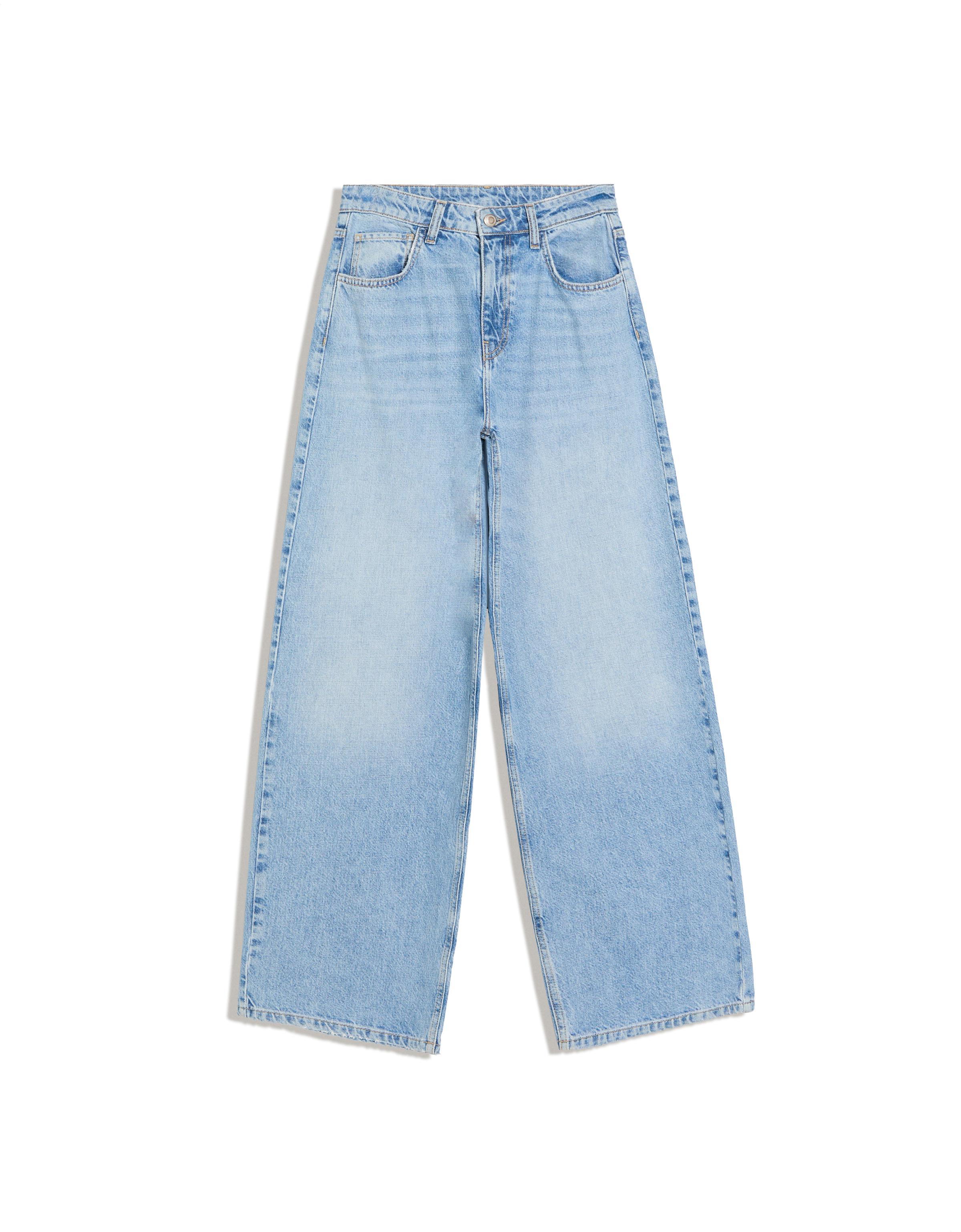 Vintage wash wide-leg high-waist jeans — Light blue