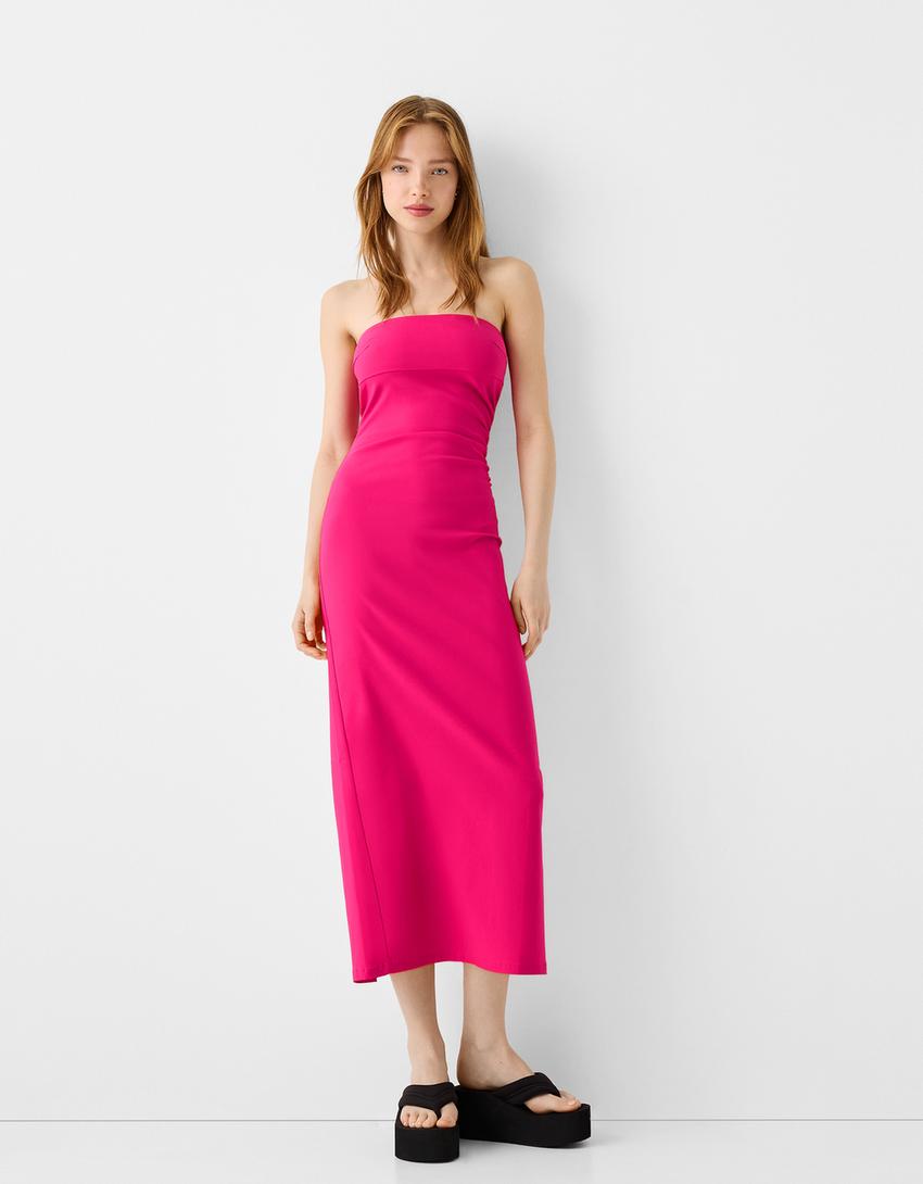 Bershka Completo Rosa Vestido Midi Cuello Alto Bershka Ropa