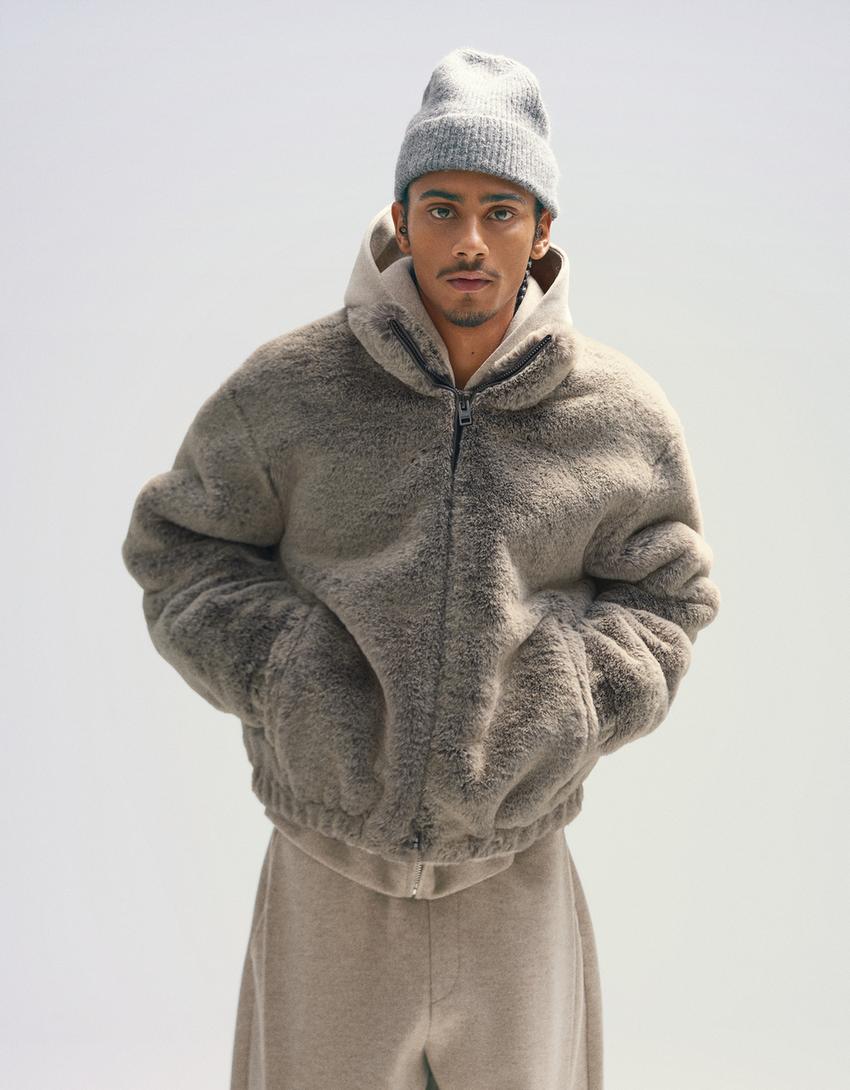 Faux fur jacket-Grey