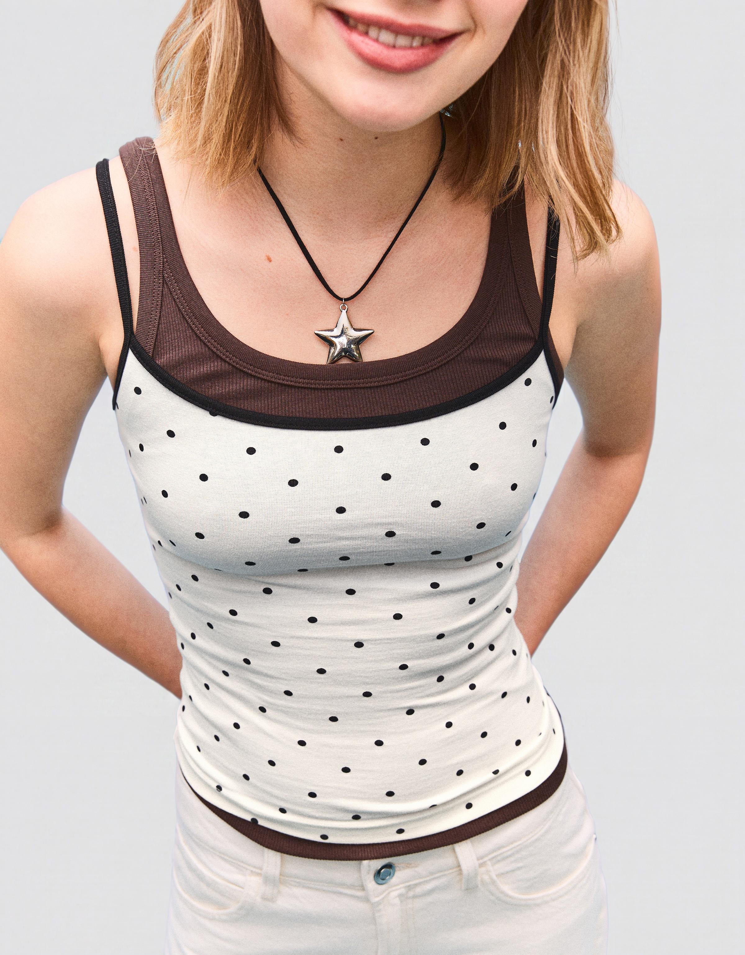 Contrast strappy top — White / Black