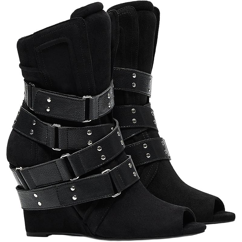 Wedge ankle boots — BLACK