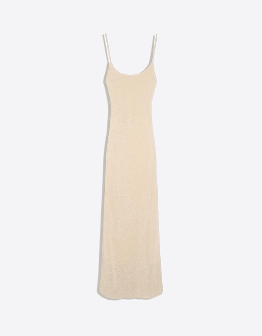 Mini dress with back straps-Cream