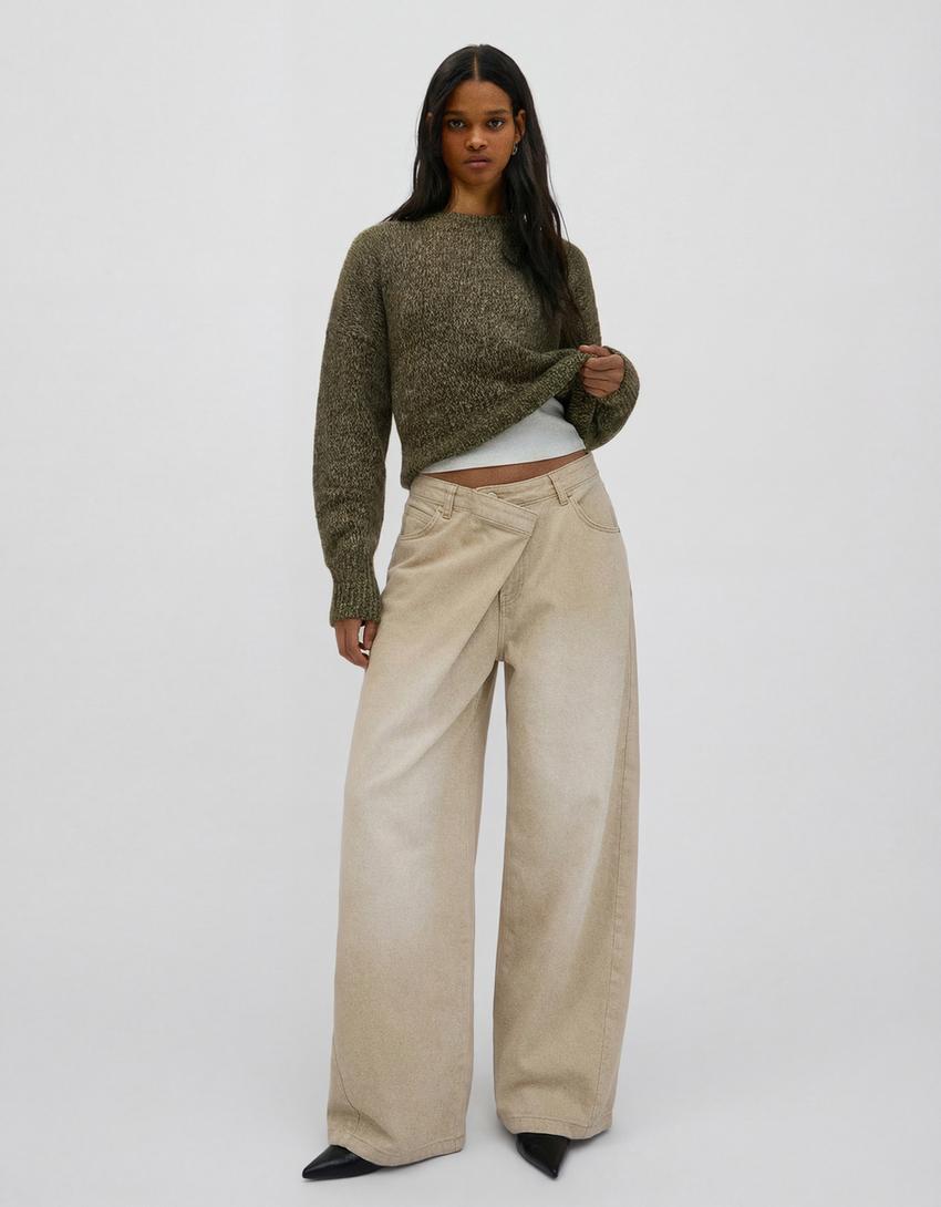 Barrel-leg trousers-Beige