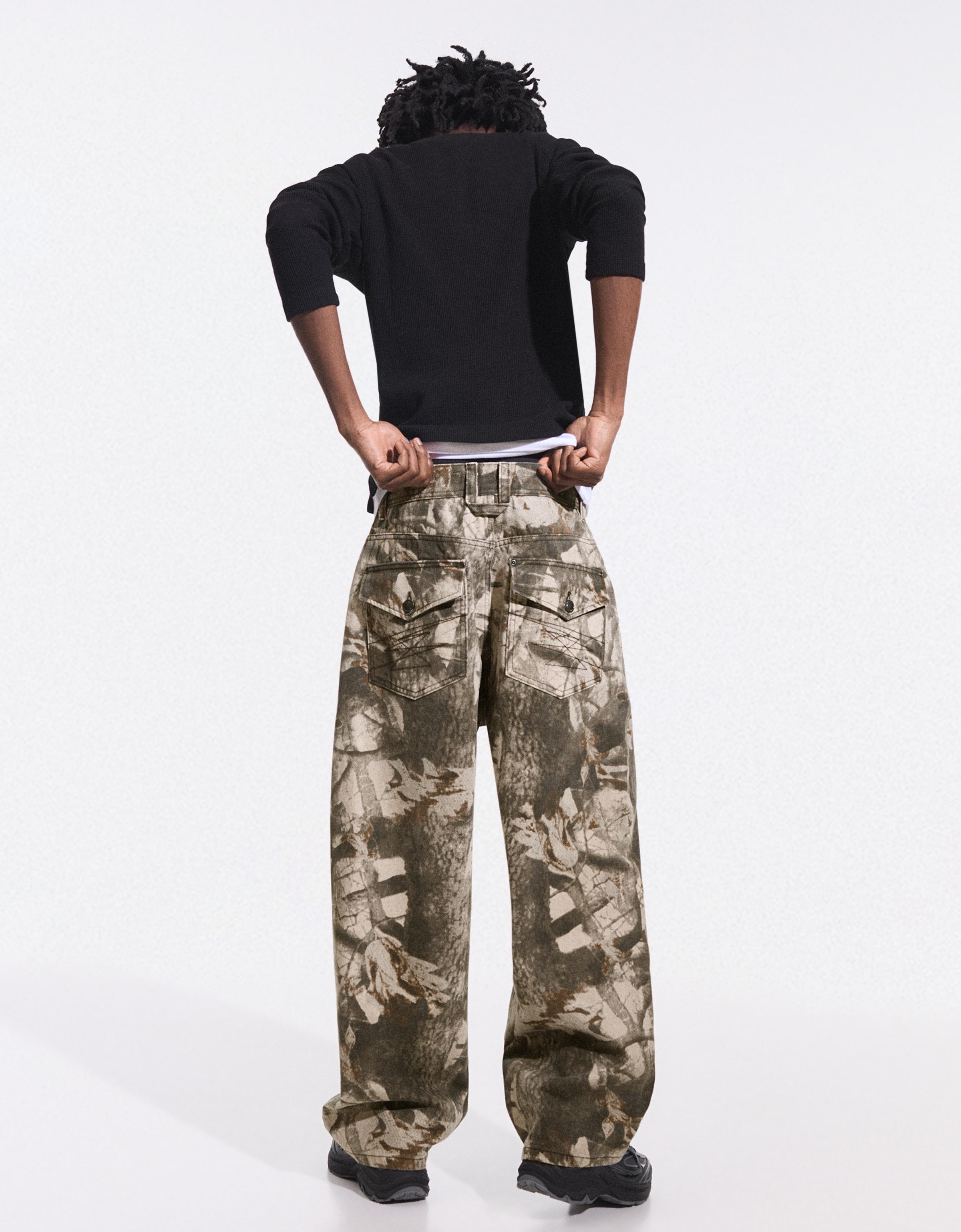 Baskılı super baggy fit pantolon - Görsel 49