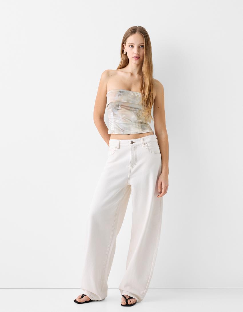 قميص كريب بطبعة وأكمام طويلة-متعدد الألوان-3