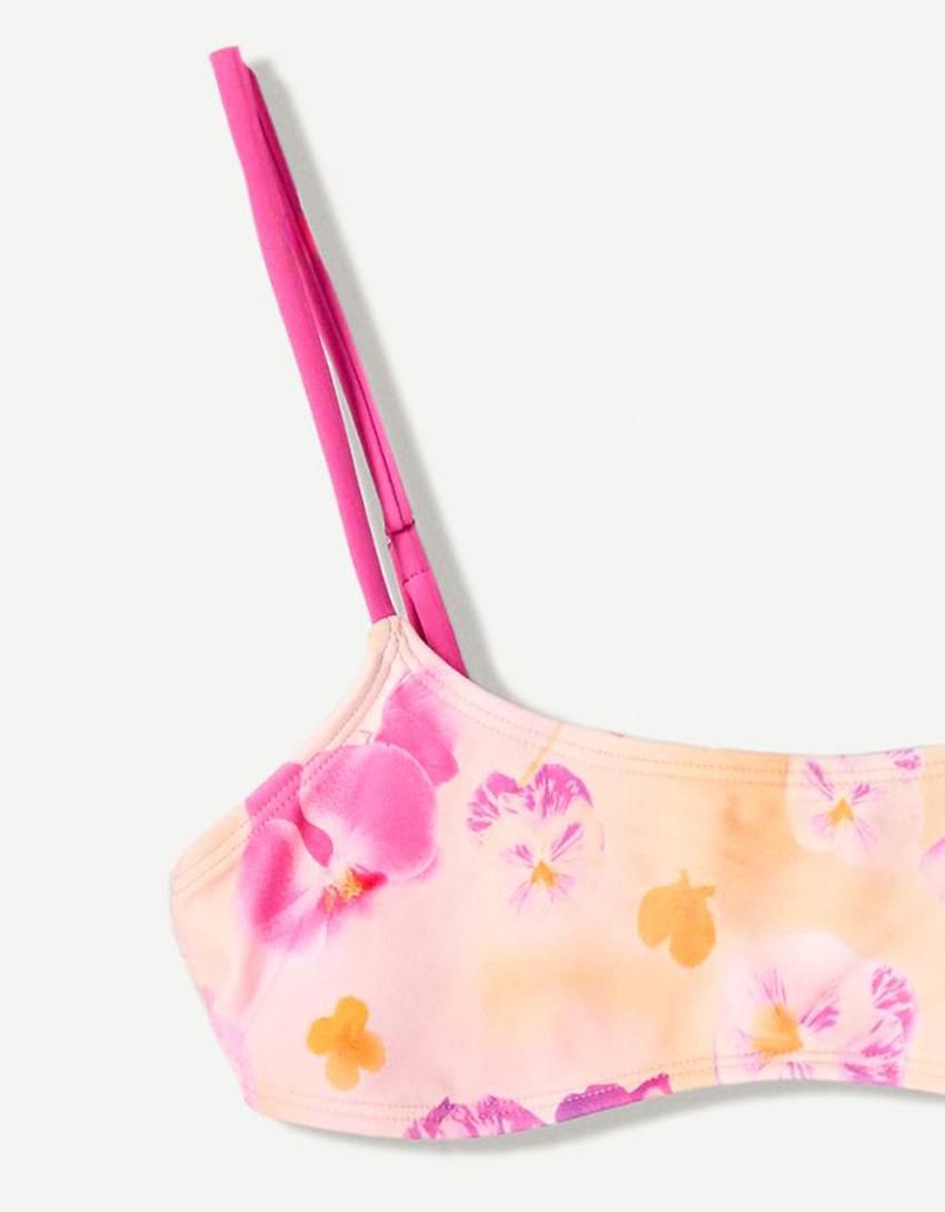 Top bikini a fiori-Rosa-2