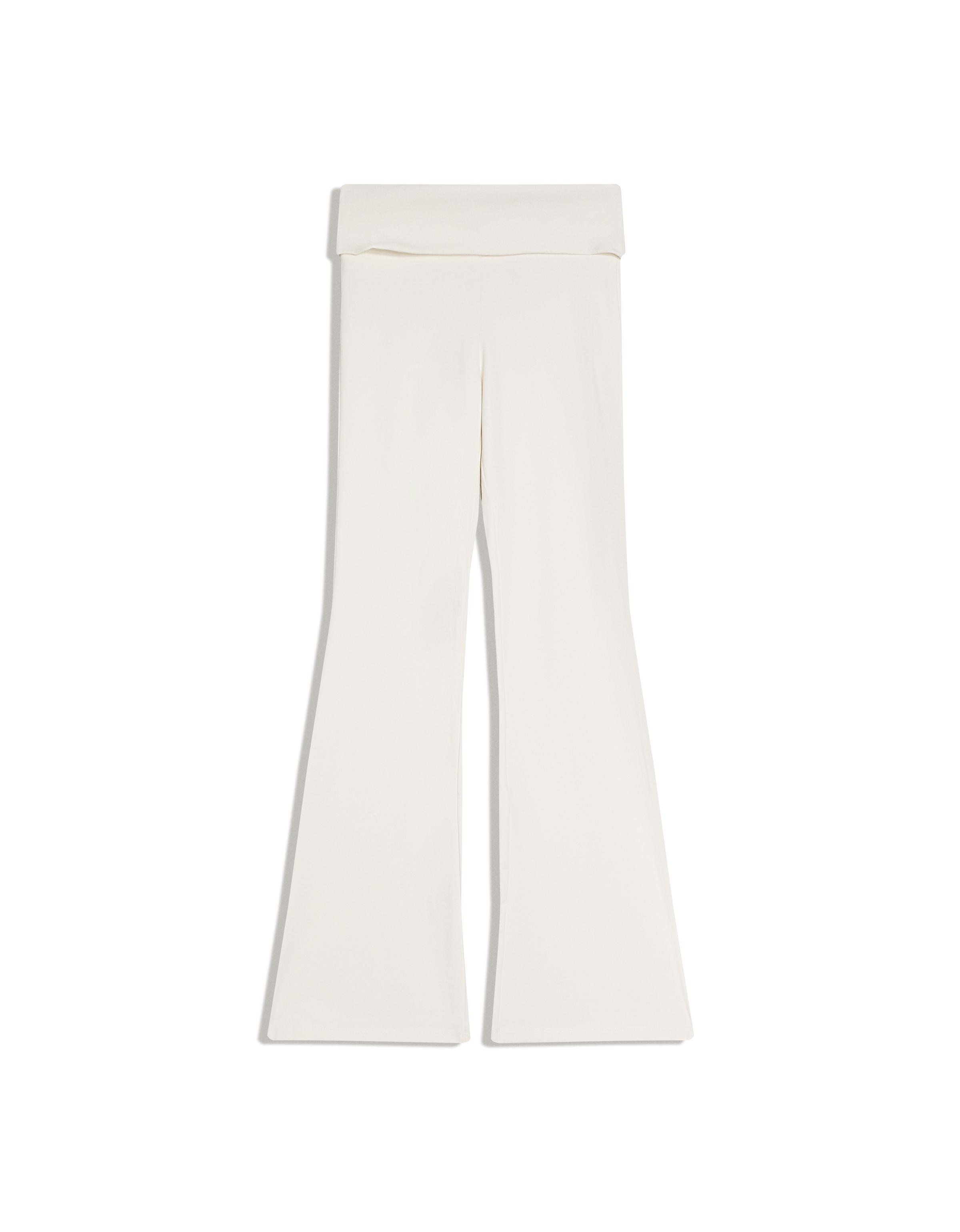 Flared technical trousers with turn-down waist