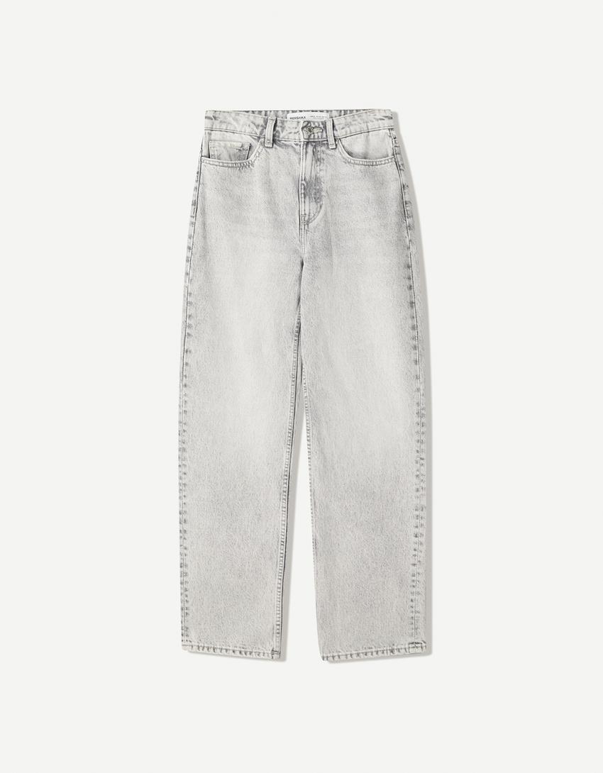 Wide-Leg-Jeans im Straight-Fit-Grau-3