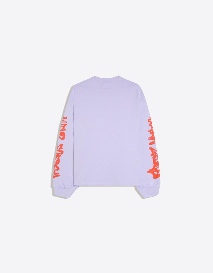 Langarmshirt mit Print-Violett