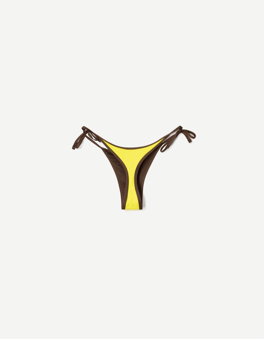 Bas de bikini contrastant-Lime