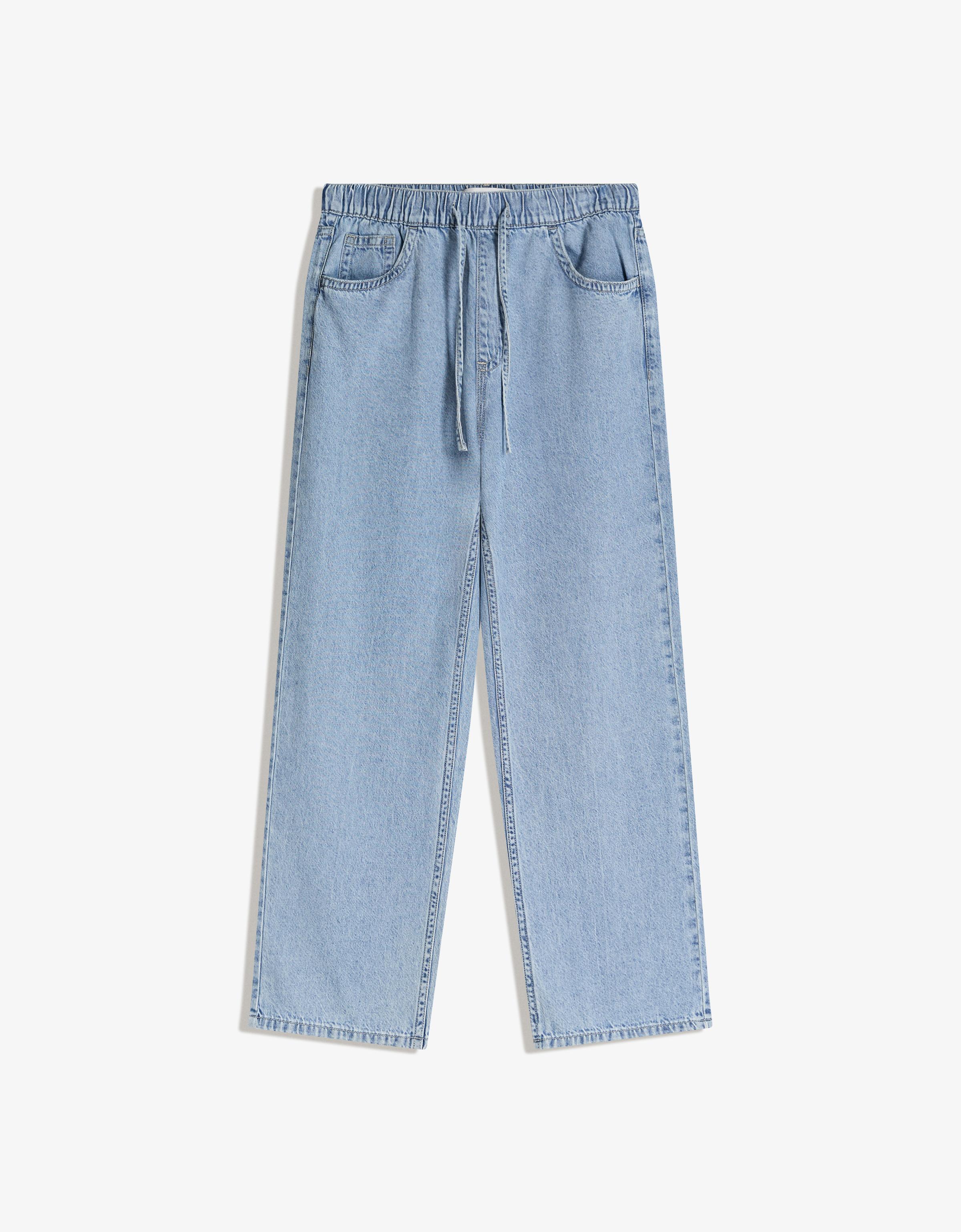 Bershka Jeans Jogger Straight Hombre L Azul Claro