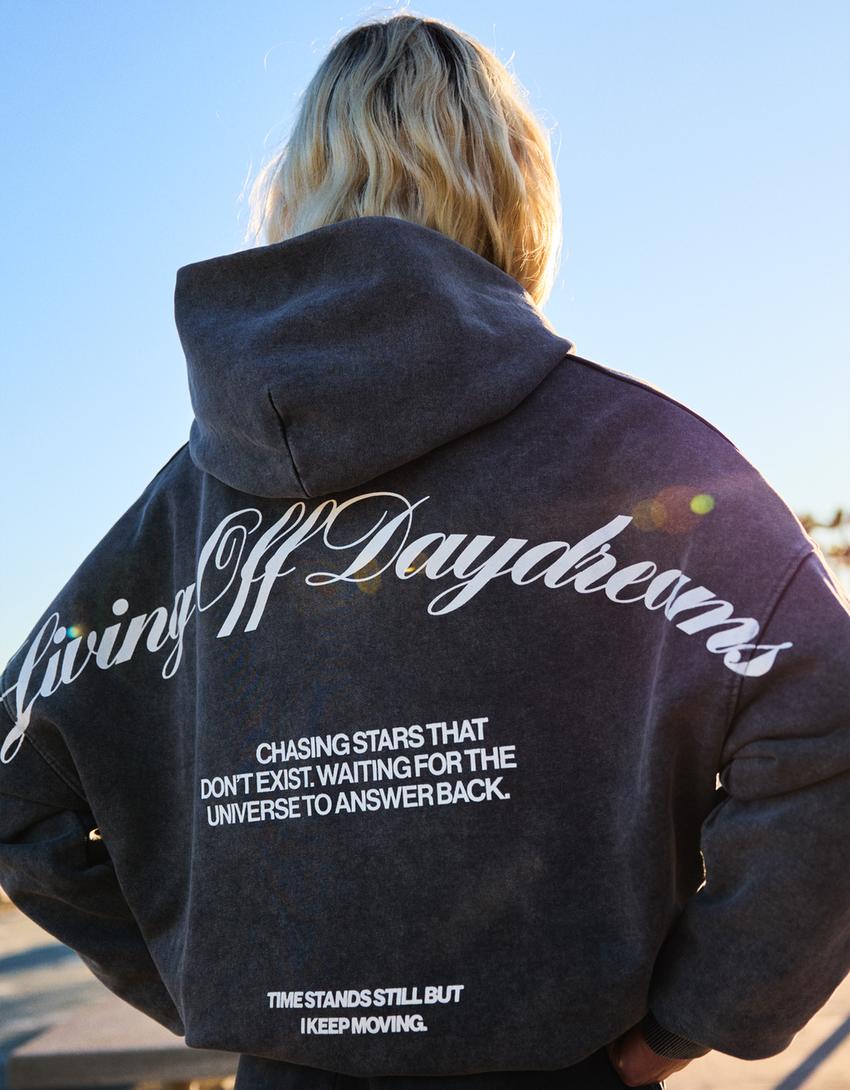 Hoodie met print-Donkergrijs