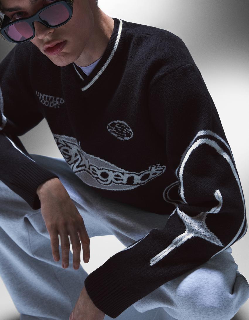Maglia sportiva stampata-Nero