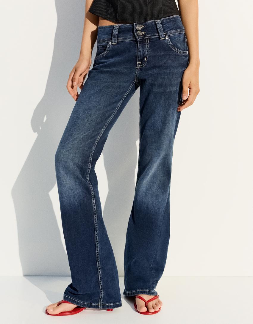 Düşük bel bootcut jean-Denizci mavisi