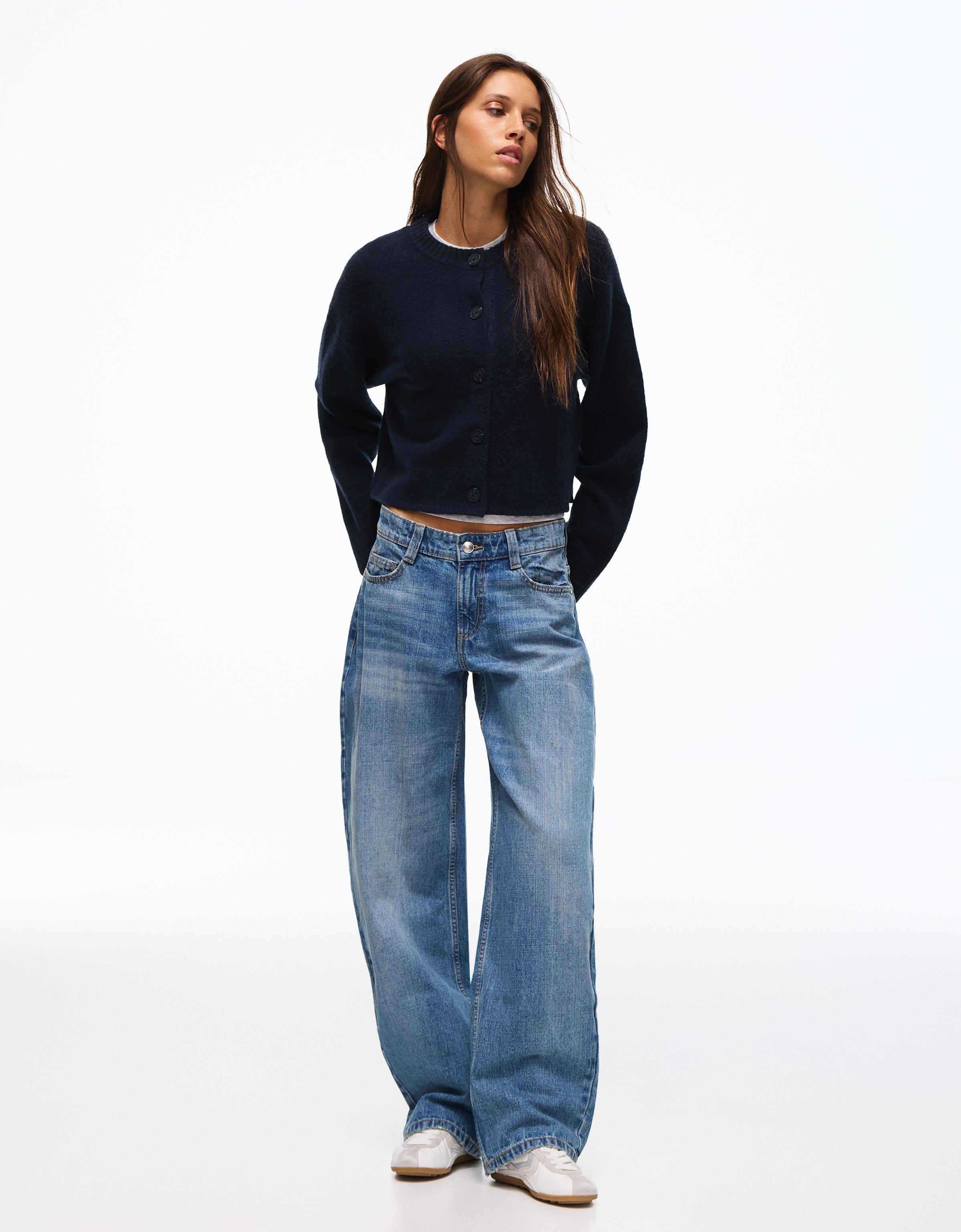 Soft touch round neck jacket — Navy
