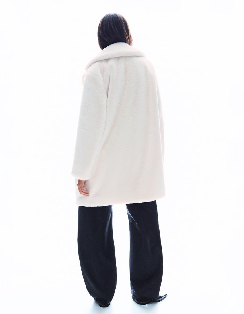 Cappotto in pelliccia sintetica-Avorio