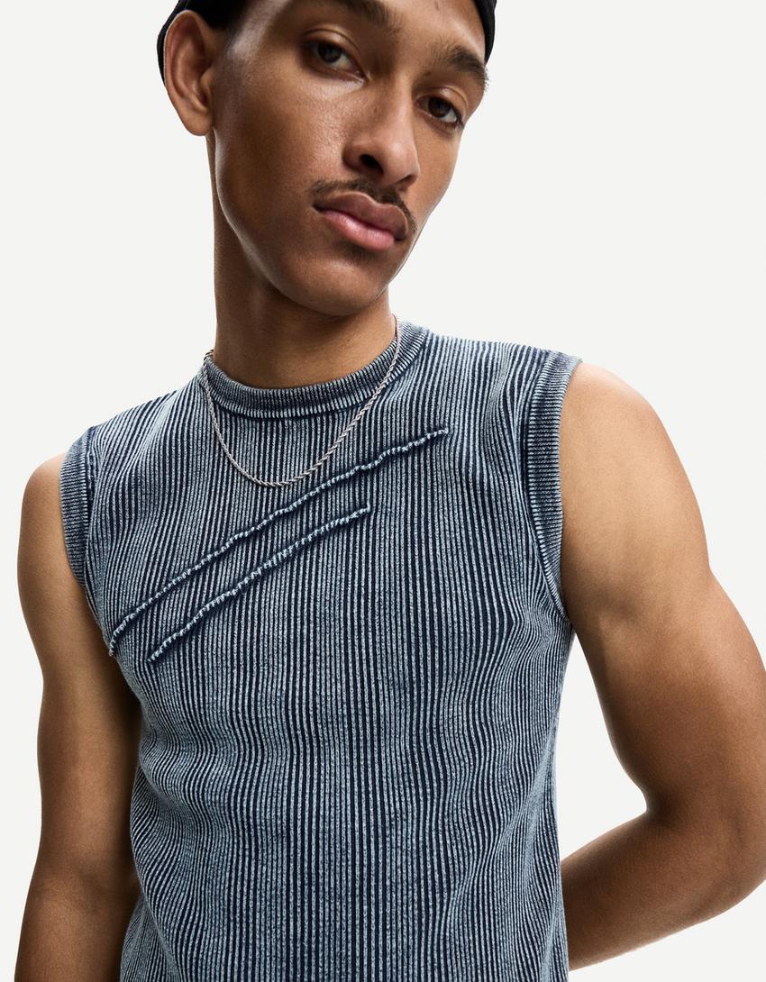 Délavé gilet-Gewassen blauw-2