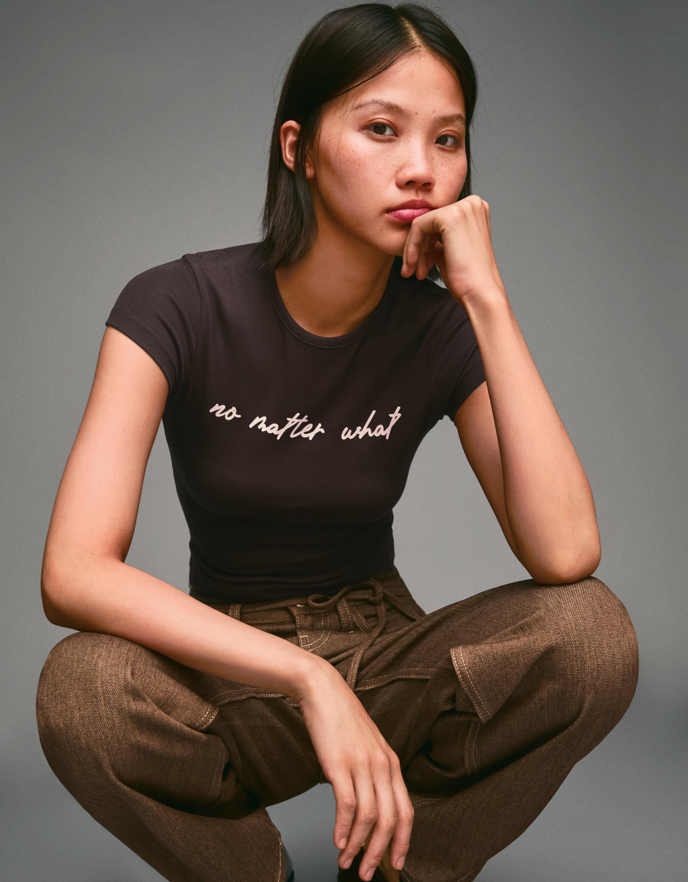 Camiseta Manga Corta Print Mujer Xs Marrón