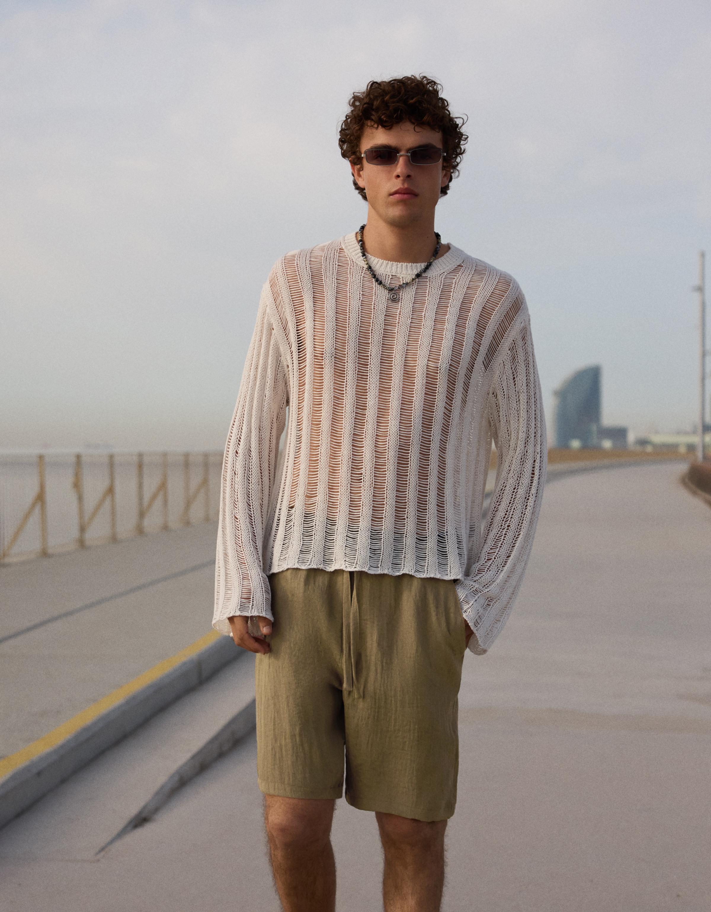 Rustic jogger Bermuda shorts — Khaki