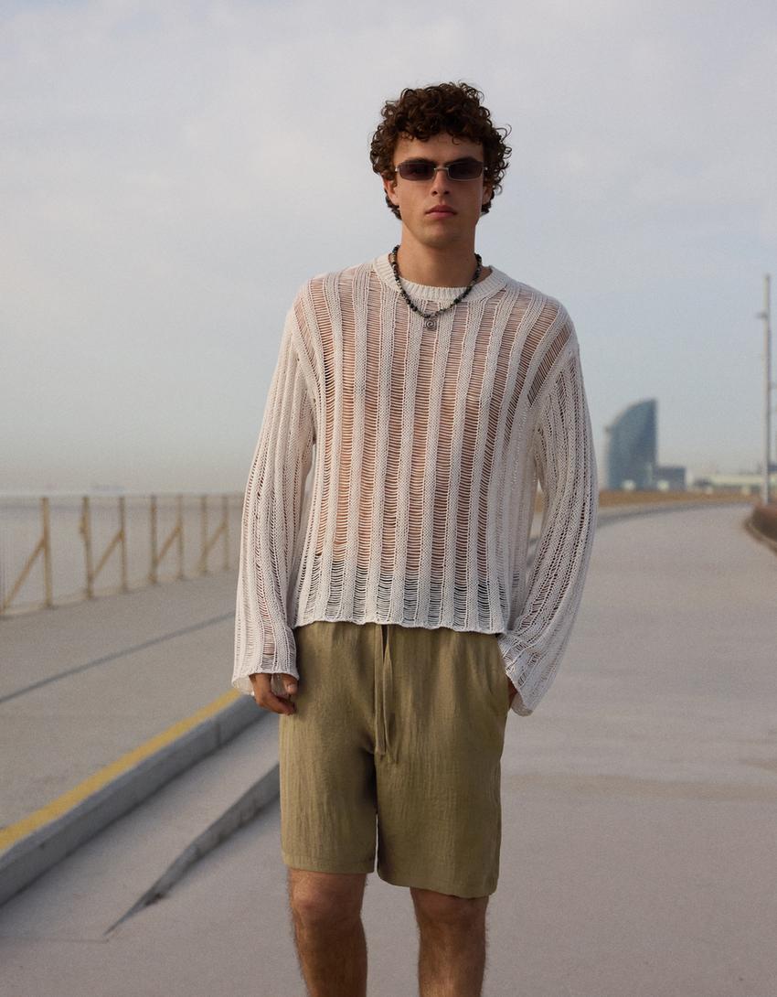 Rustik jogger fit bermuda-Haki