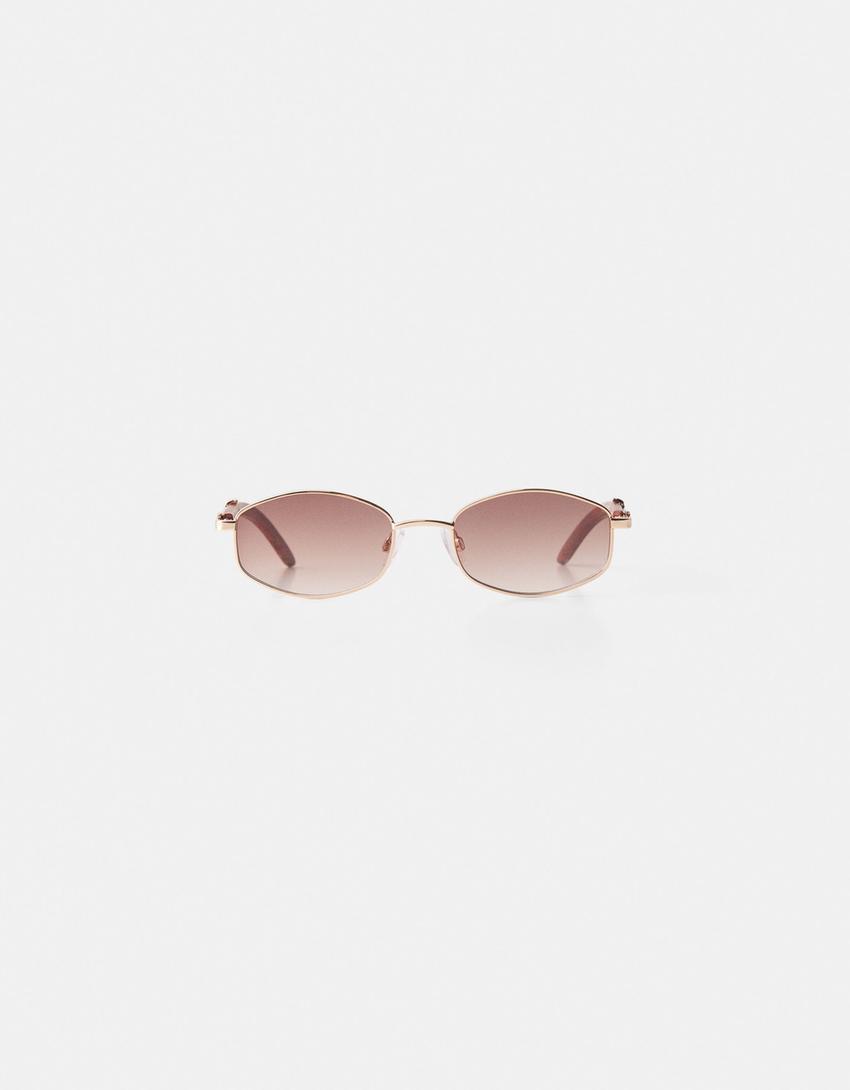 Lunettes de soleil en métal-Marron-2