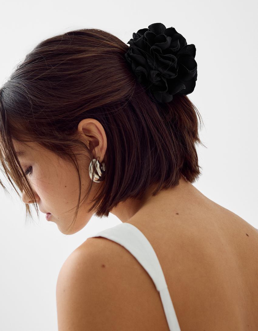 Flower hair clip-Black-3