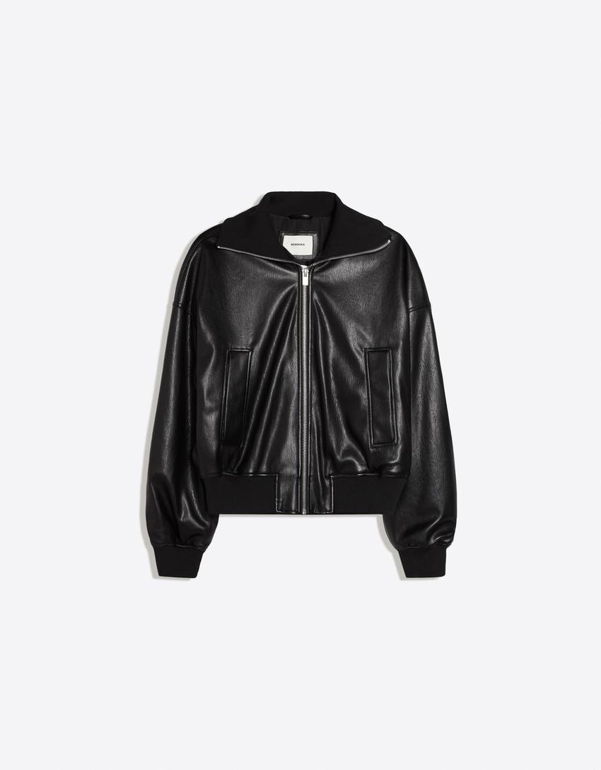 Cazadora efecto piel-Negro
