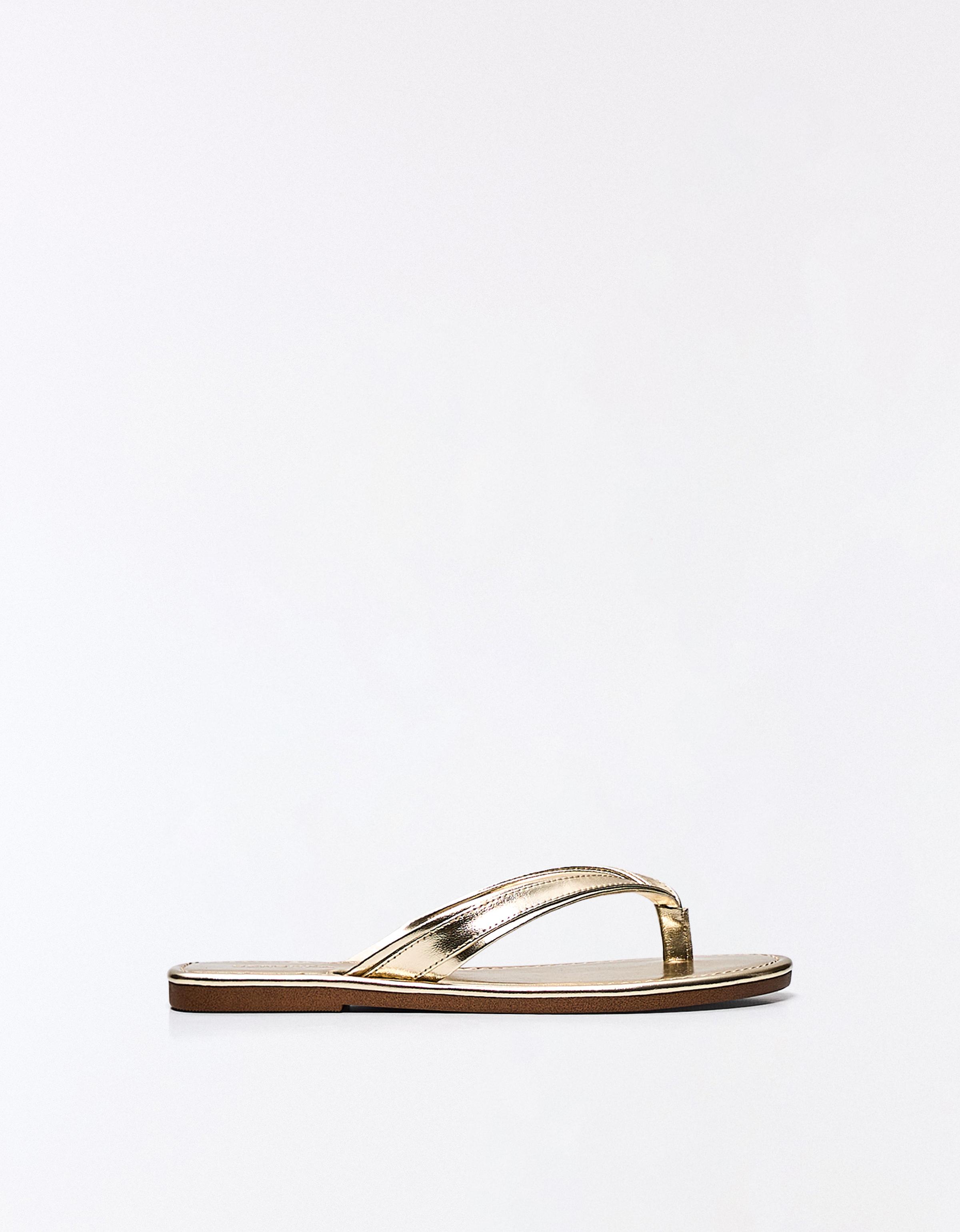FLAT THONG SANDALS — Gold