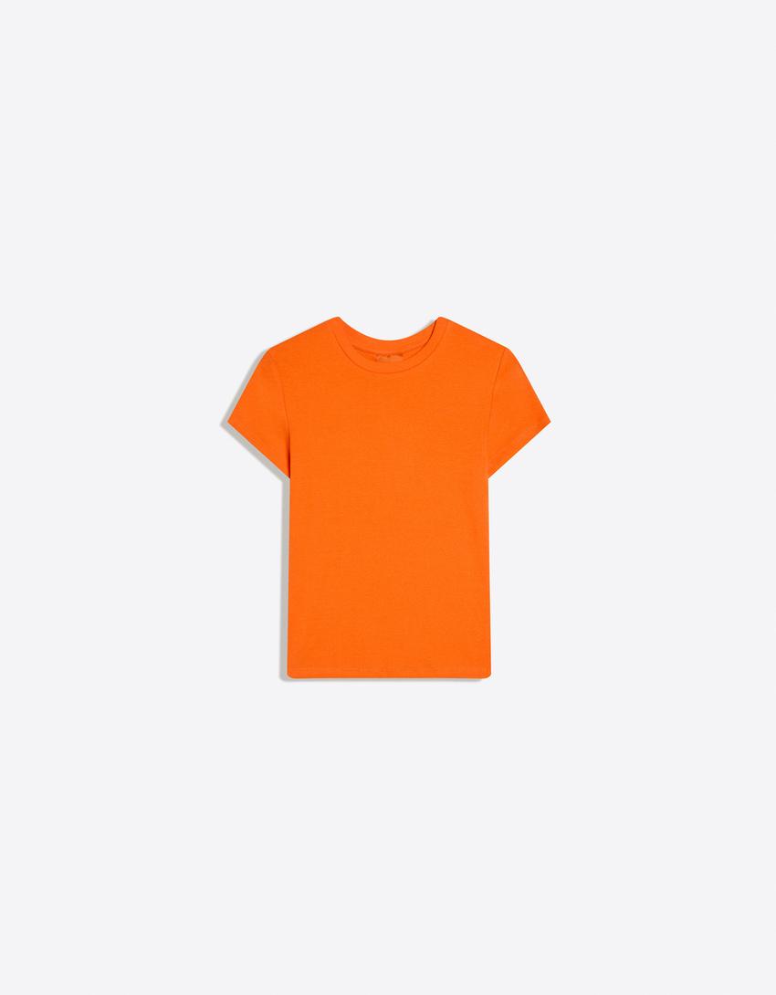Oranje T-shirt met korte mouwen en ronde hals Koningsdag collectie-Oranje