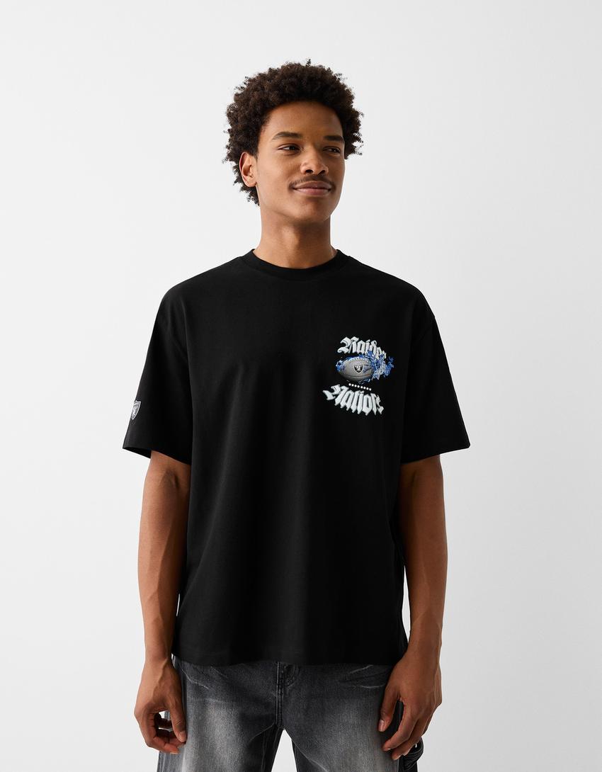 T-shirt NFL manches courtes boxy fit imprimé-Noir-1