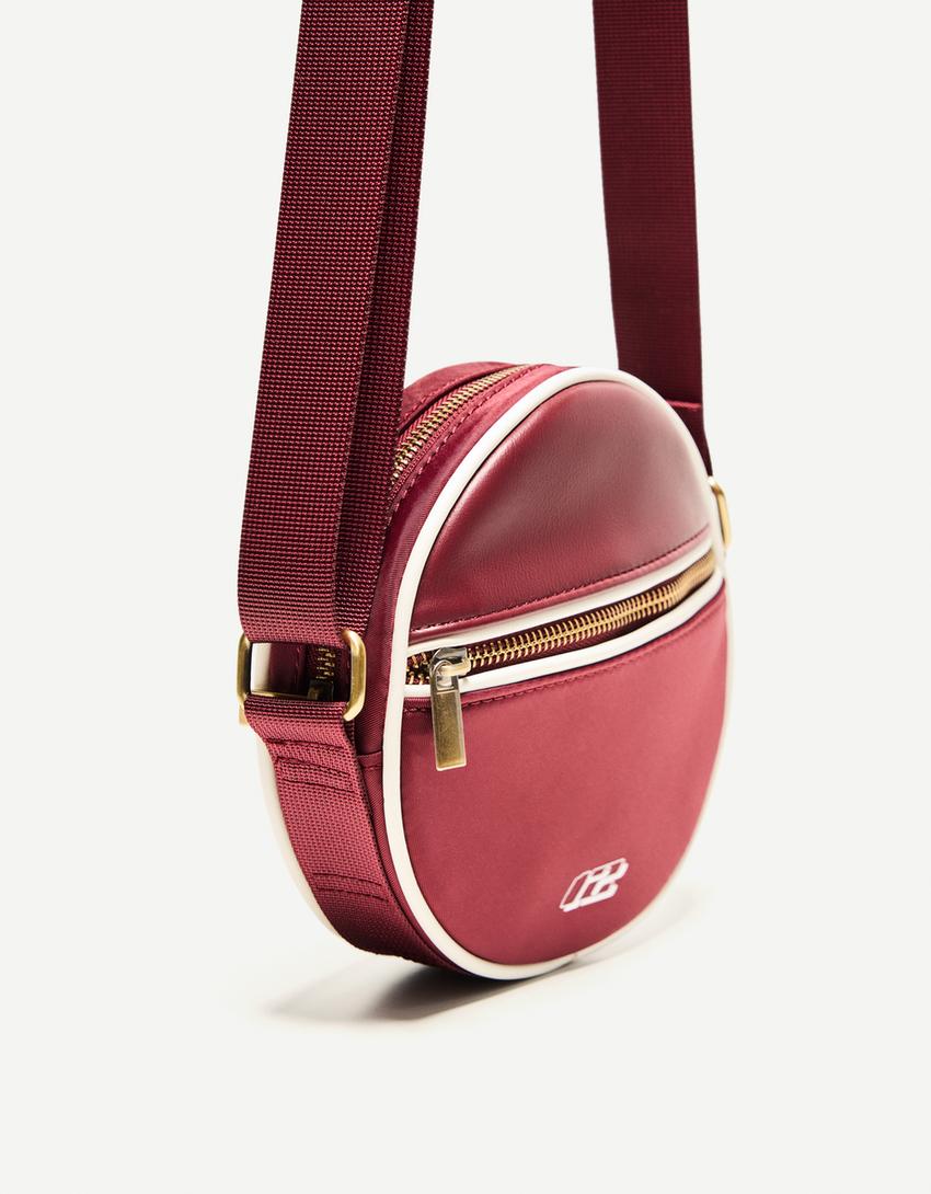 Runde sportliche Crossbody-Tasche-Bordeaux-1