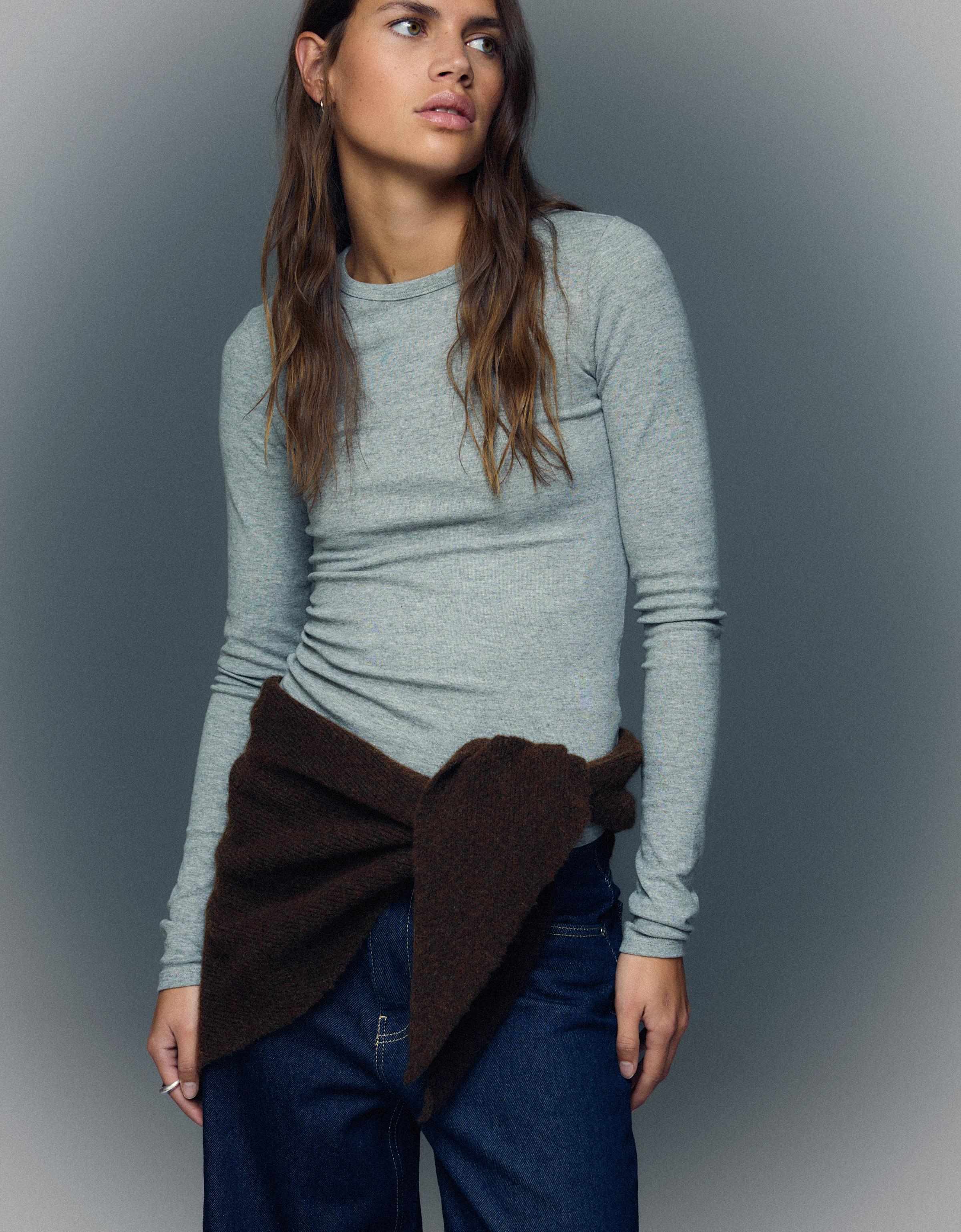 Bershka Gestricktes Halstuch Damen Braun