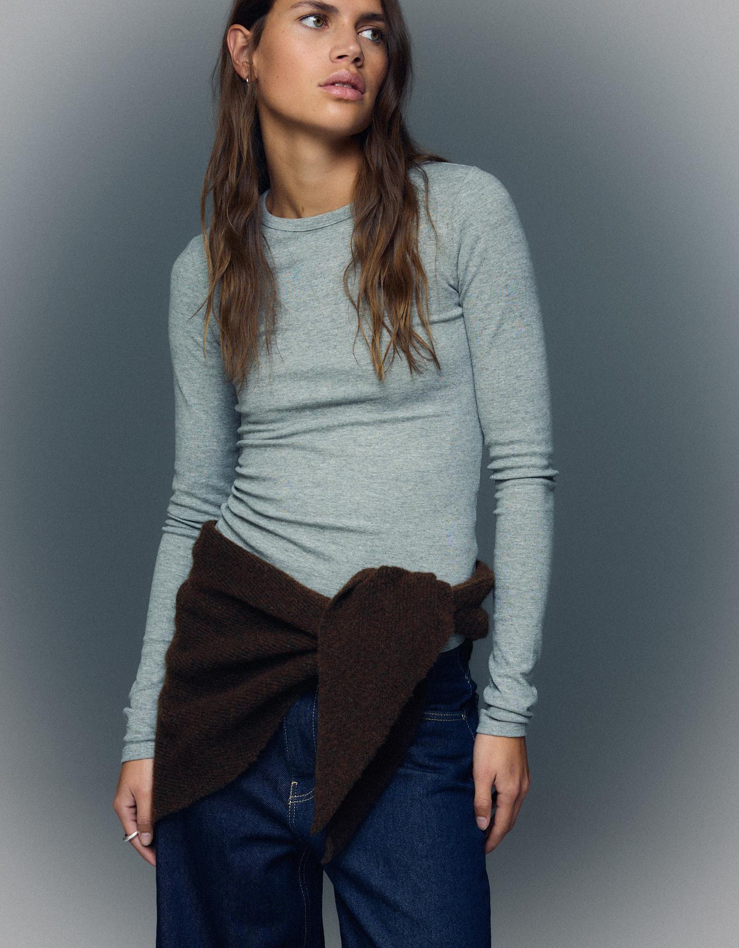 Bershka apaszka z dzianiny brązowy