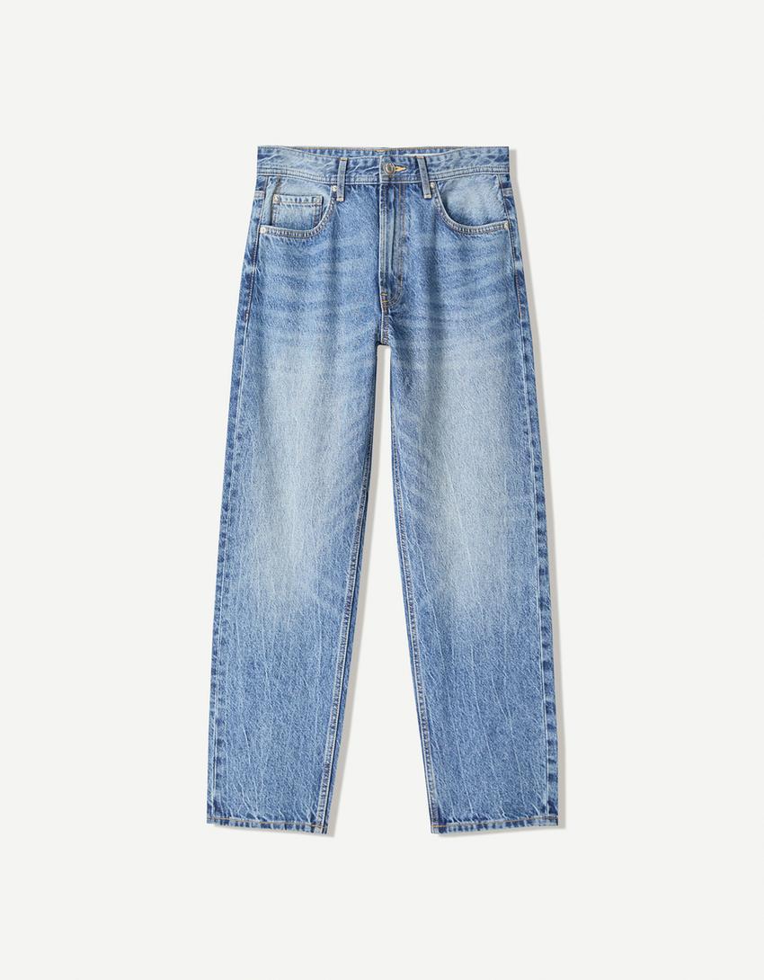 Straight fit jeans-Blauw