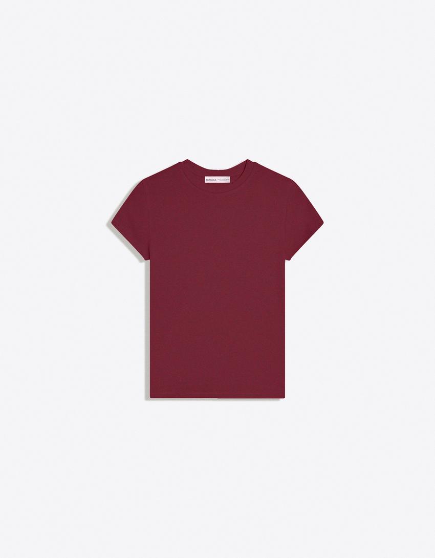 Short sleeve crew neck T-shirt-Burgundy