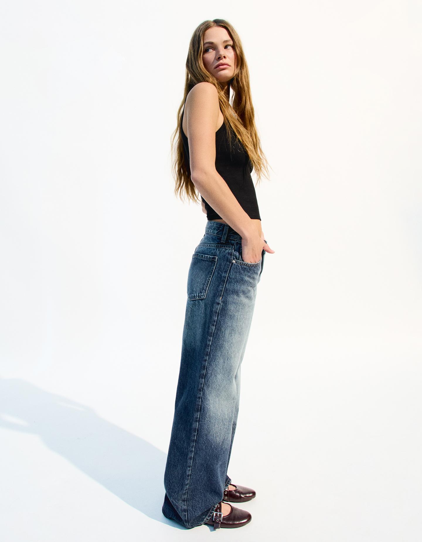 Bershka Boyfriend-Jeans Damen 34 Dunkelblau günstig online kaufen