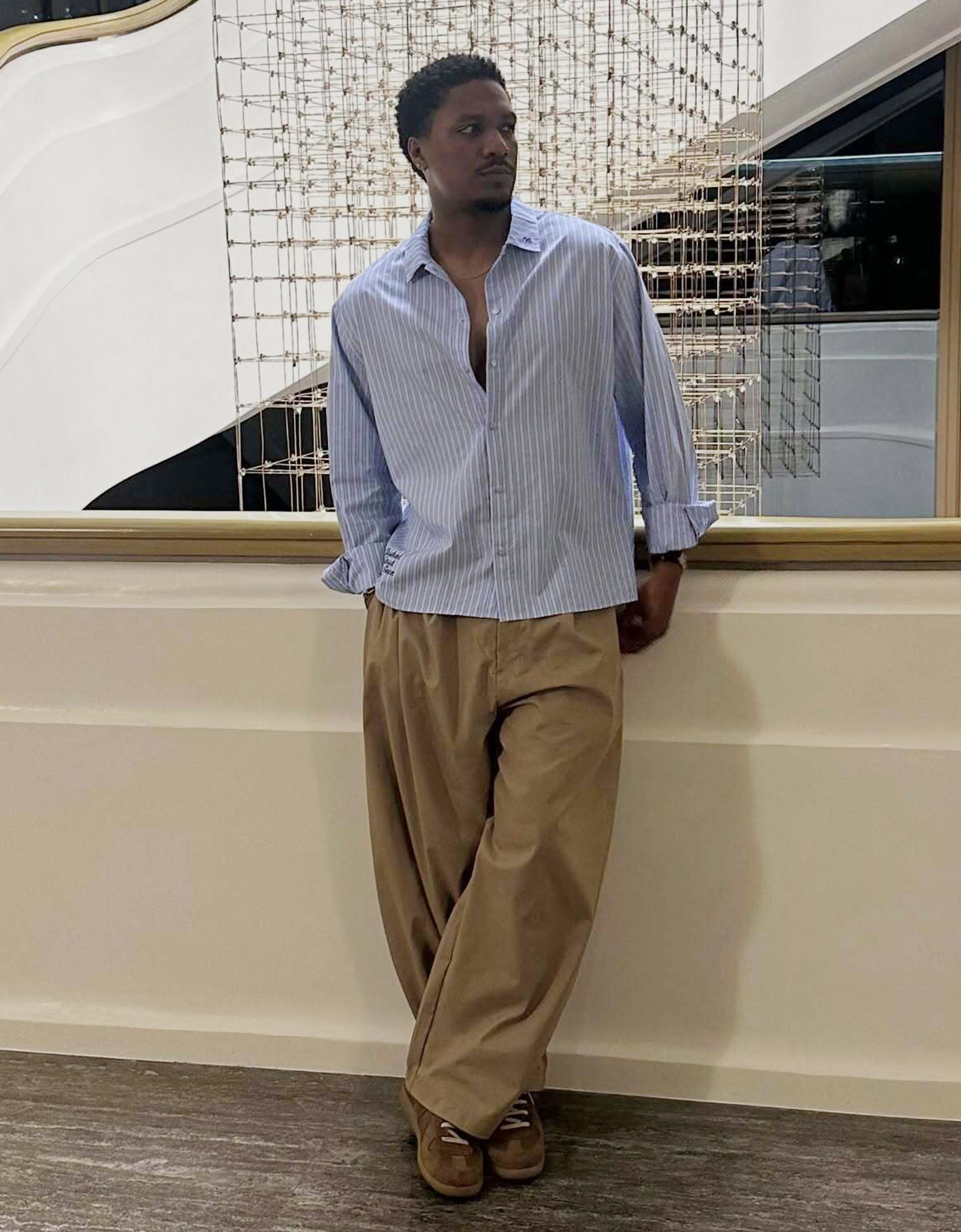 Uzun kollu nakışlı boxy fit gömlek - Görsel 5