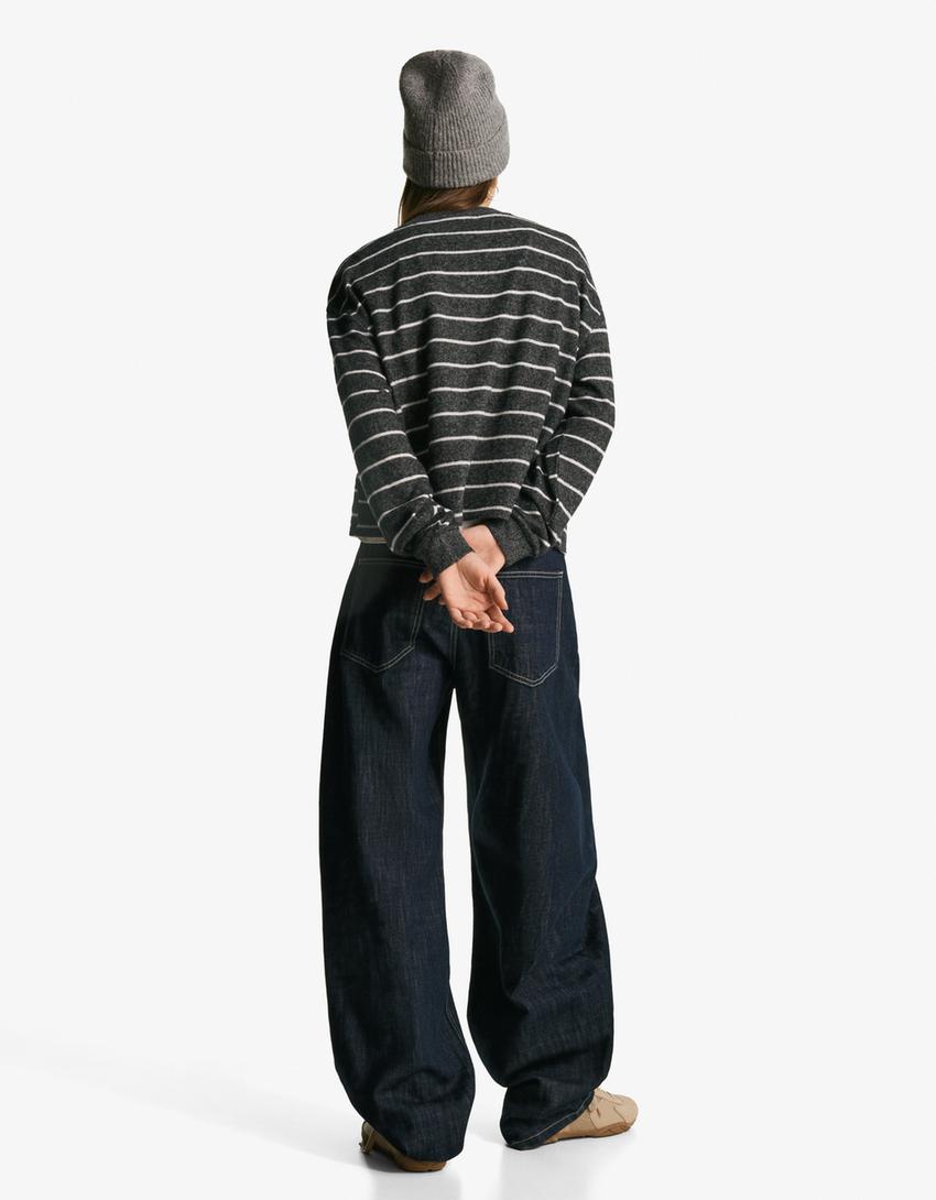 Stripe knit jumper-Grey