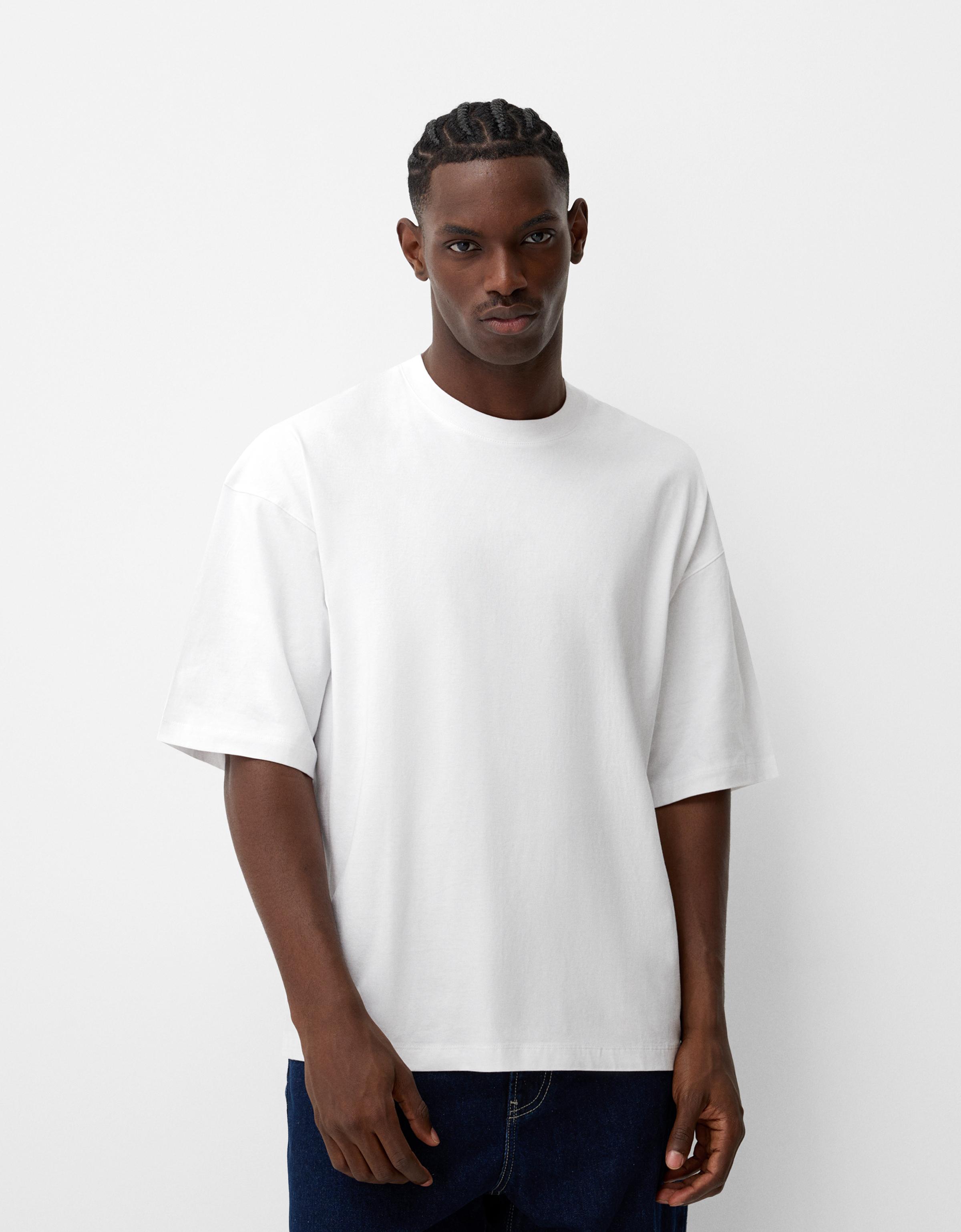 Bershka Kurzärmeliges Oversize-Shirt Herren Xxl Weiss